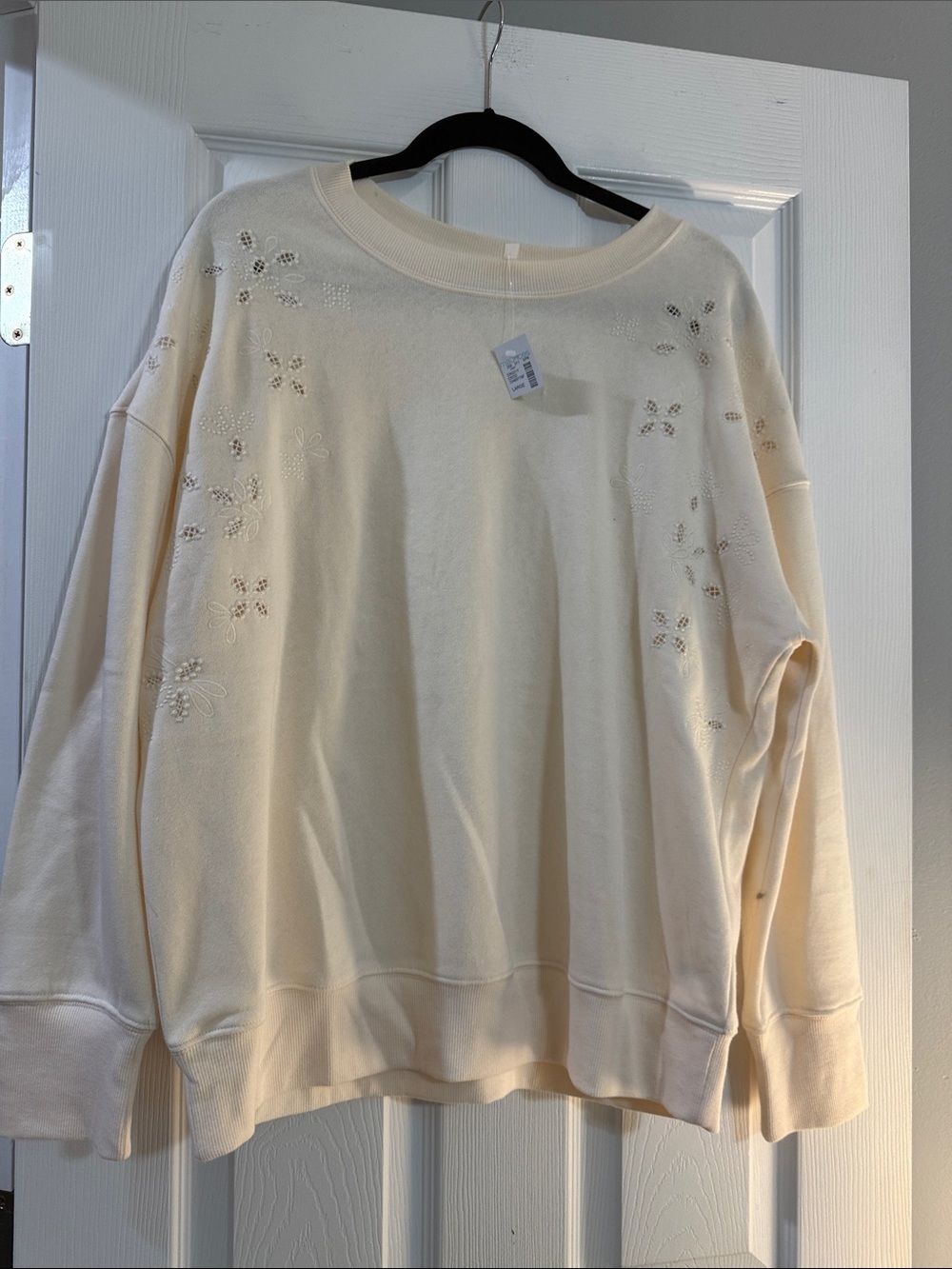 Maurices Cream Embellished Scoopneck Sweatshirt